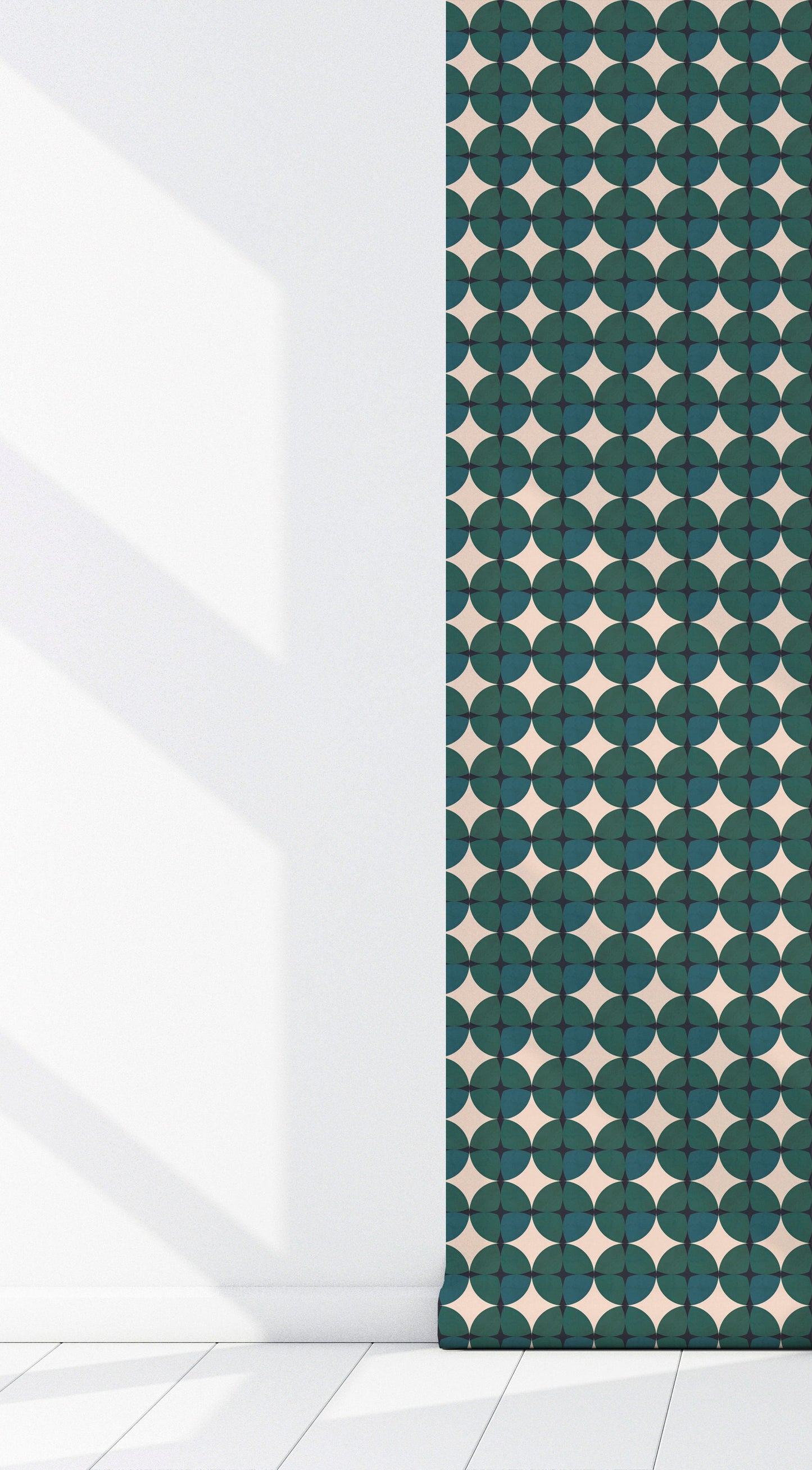 Gemstone Emerald Vinyl Canvas Wallpaper - Mid-Century Green Geometric - Removable Reusable Peel & Stick Wallpaper Panel