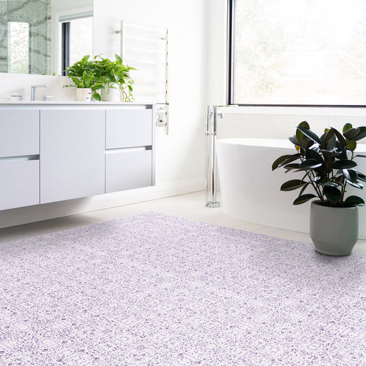 Poppies in Lavender Indoor/Outdoor Floor Covering - French Country - 2-Ply Vinyl with Non-Slip Latex Backing