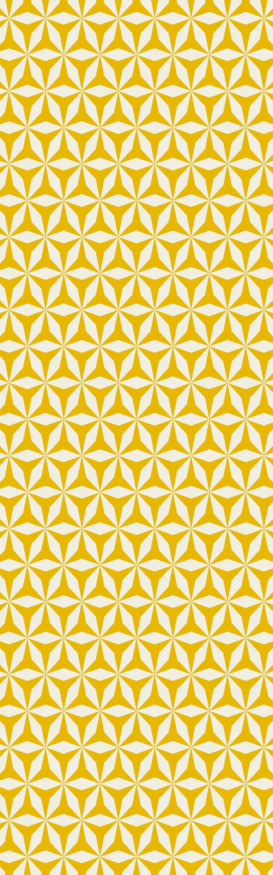 Origami in Yellow Indoor/Outdoor Floor Covering - Mid-Century Geometric - 2-Ply Vinyl with Non-Slip Latex Backing