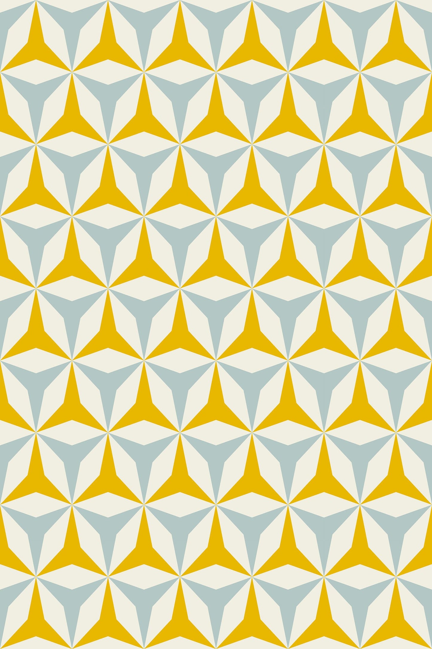 Origami in Yellow & Blue Indoor/Outdoor Floor Covering - Mid-Century Geometric - 2-Ply Vinyl with Non-Slip Latex Backing