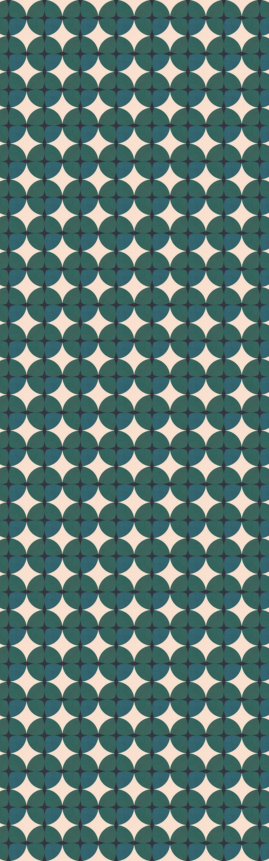 Gemstone Emerald Versatile Indoor/Outdoor Rug - Mid-Century Green Geometric- Ply Vinyl with Non-Slip Latex Backing