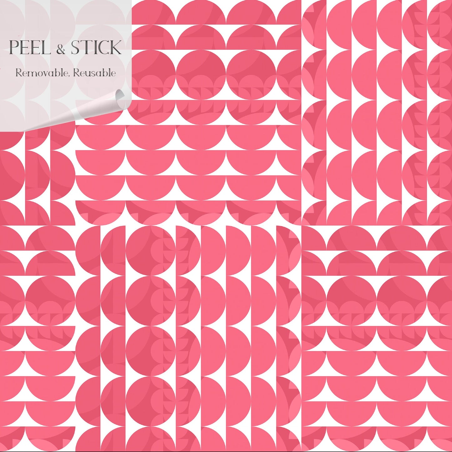 Coordinates Pink Peel and Stick Wallpaper Panel - Mid-Century Geometric - Water-Resistant Embossed Vinyl Canvas