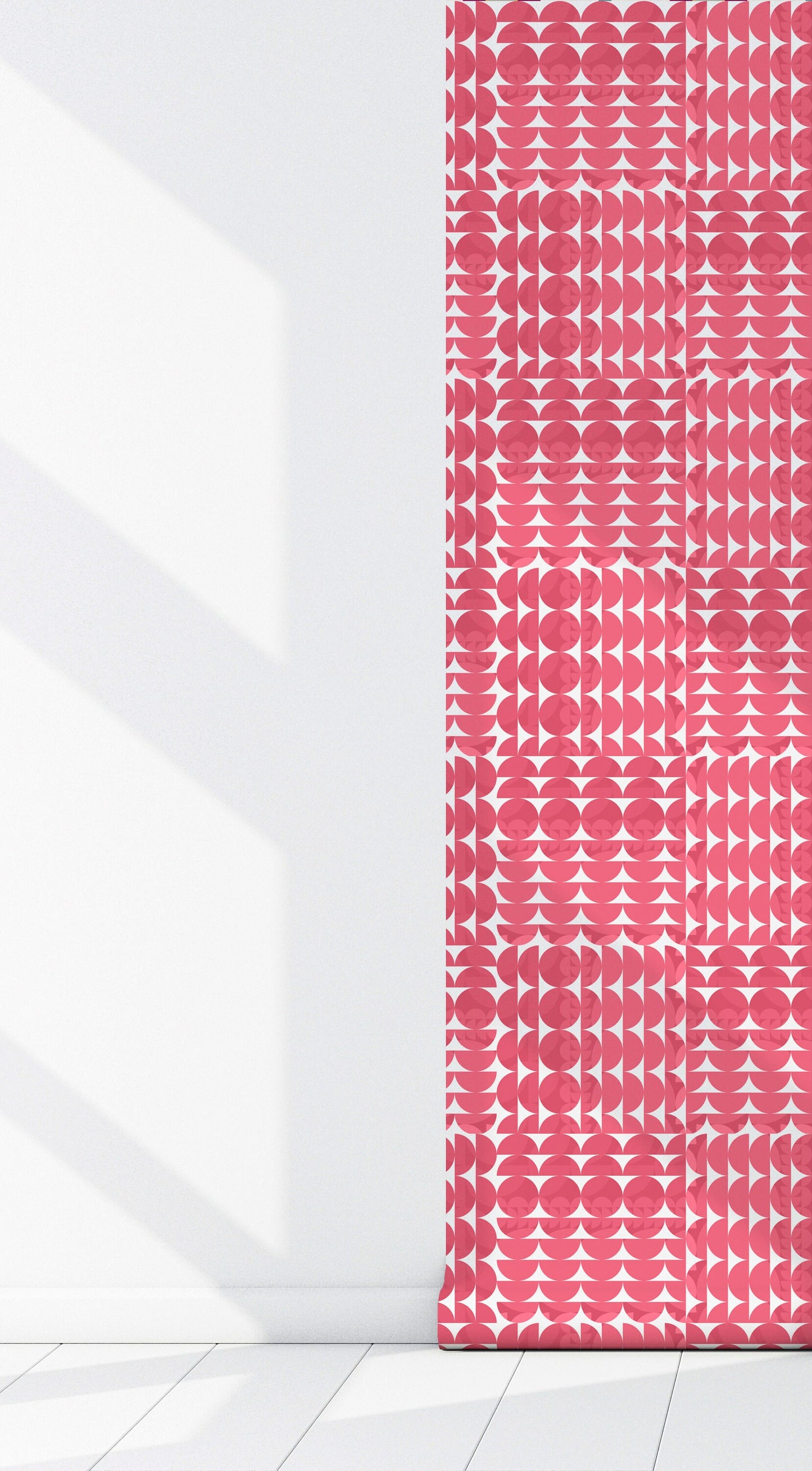 Coordinates Pink Peel and Stick Wallpaper Panel - Mid-Century Geometric - Water-Resistant Embossed Vinyl Canvas