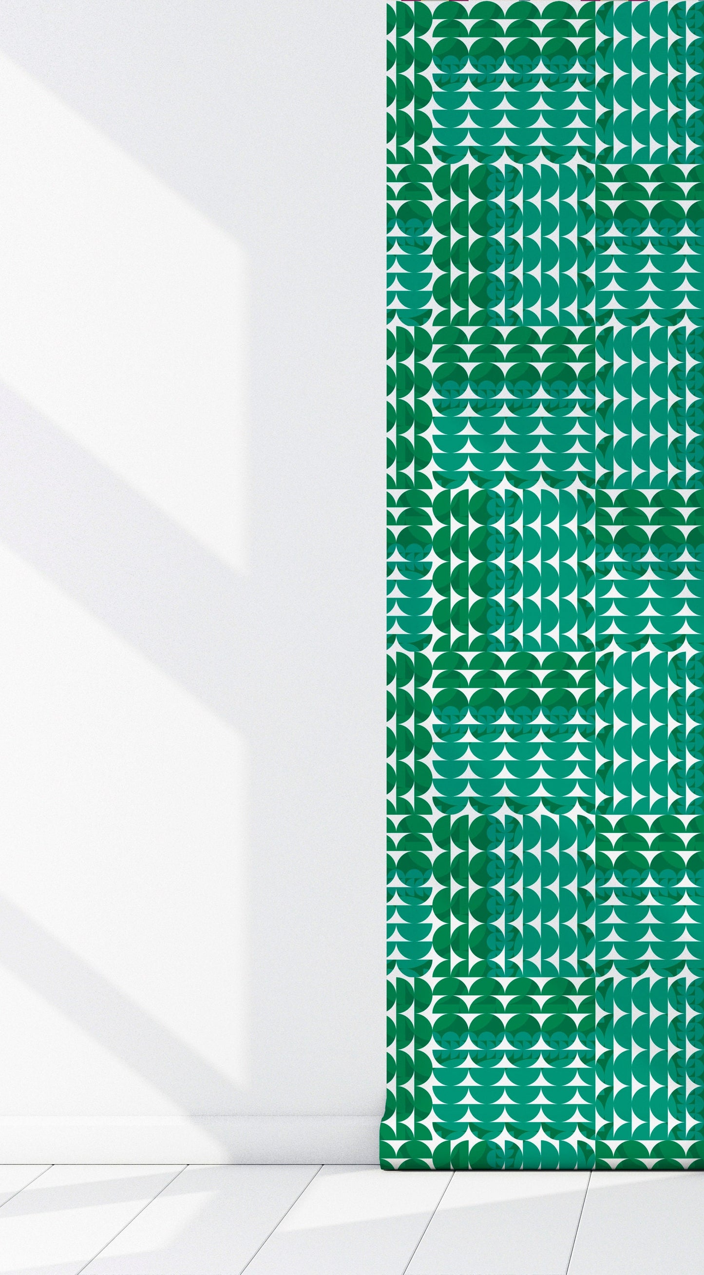 Coordinates Green Peel and Stick Wallpaper Panel - Modern Geometric Green - Water-Resistant Embossed Vinyl Canvas