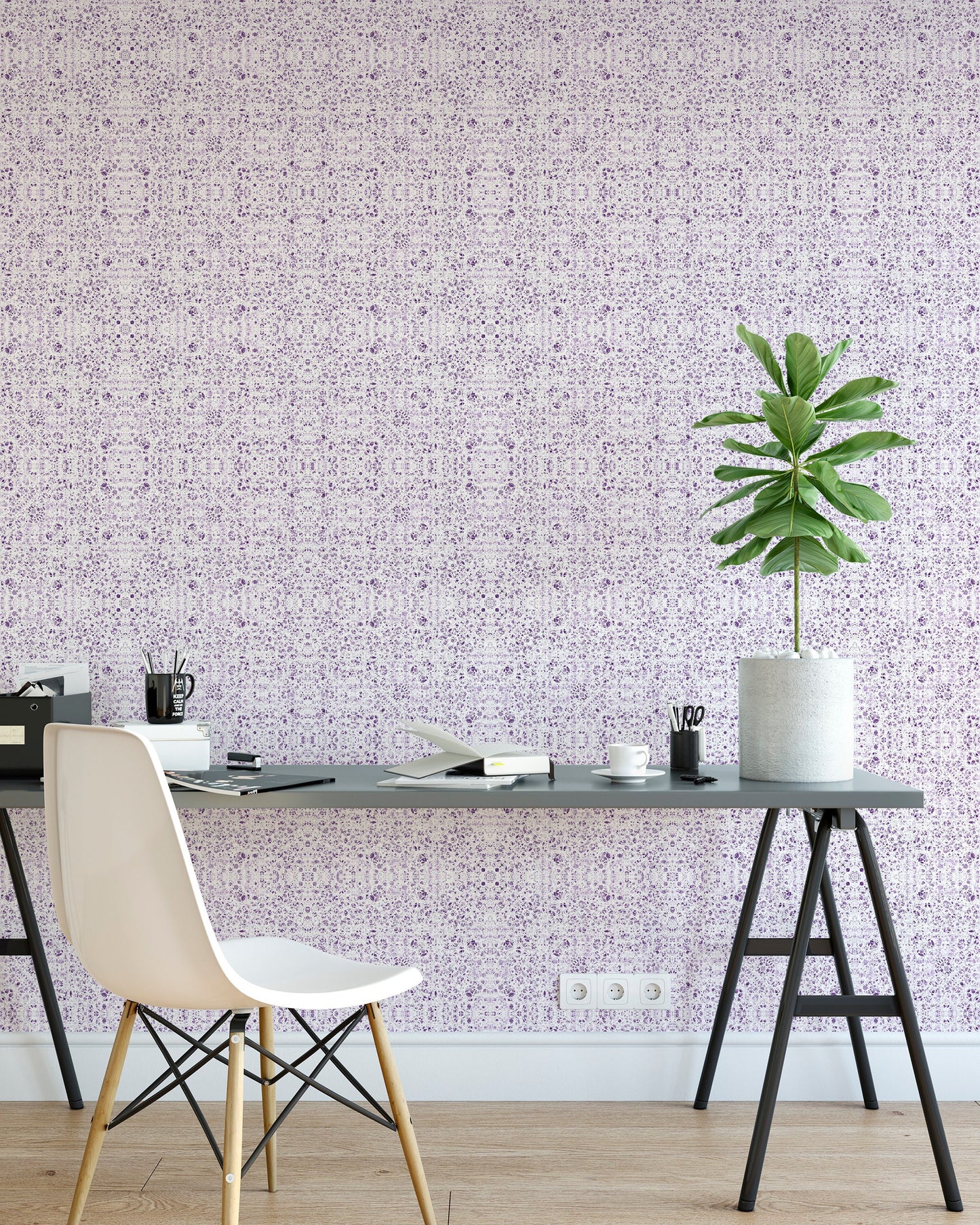 Poppies in Lavender Vinyl Canvas Wallpaper - French Country Floral Design - Removable Water-Resistant Peel & Stick Wallpaper Panel