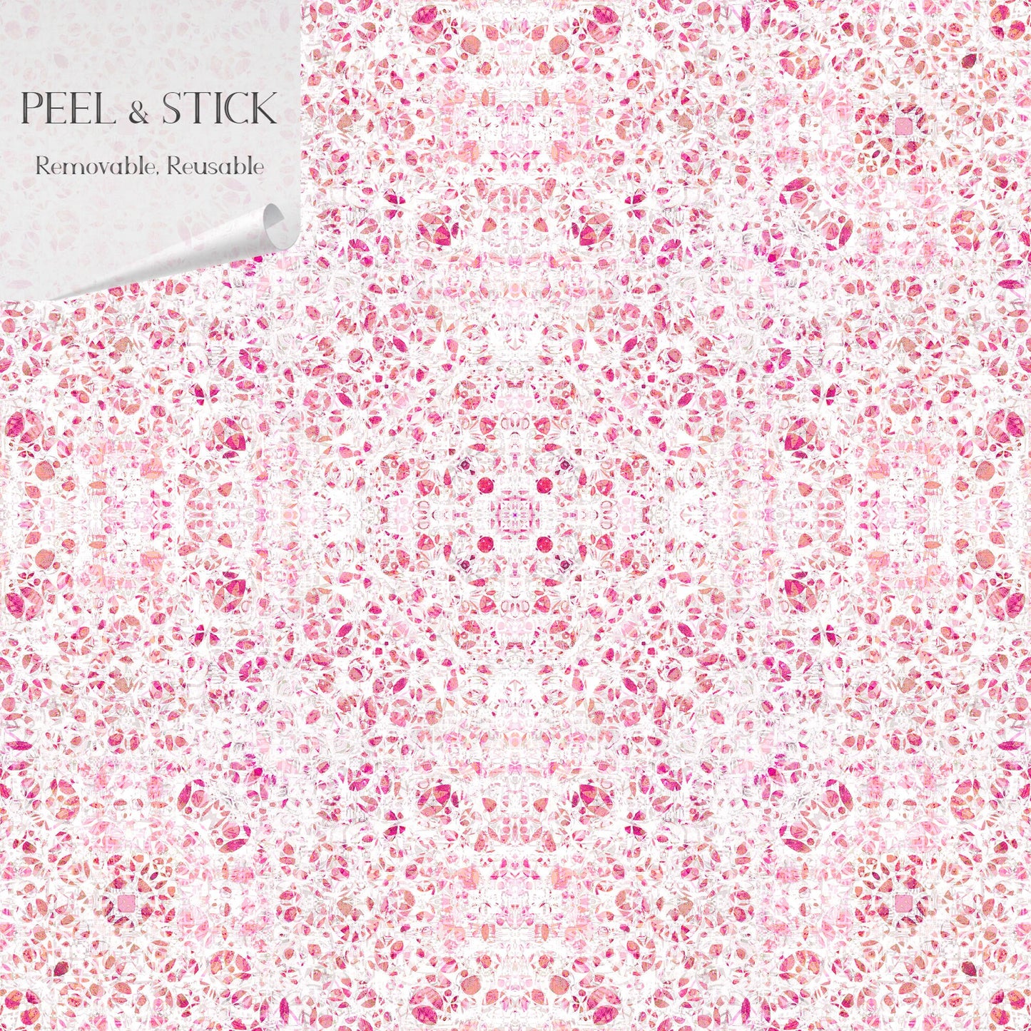 Poppies in Rose Vinyl Canvas Wallpaper - French Country Floral Design - Removable Reusable Peel & Stick Wallpaper Panel