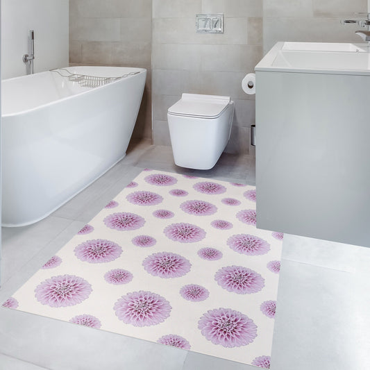 Blossom in Lavender Versatile Indoor/Outdoor Rug- Purple Modern Floral - Vinyl with Non-Slip Latex Backing