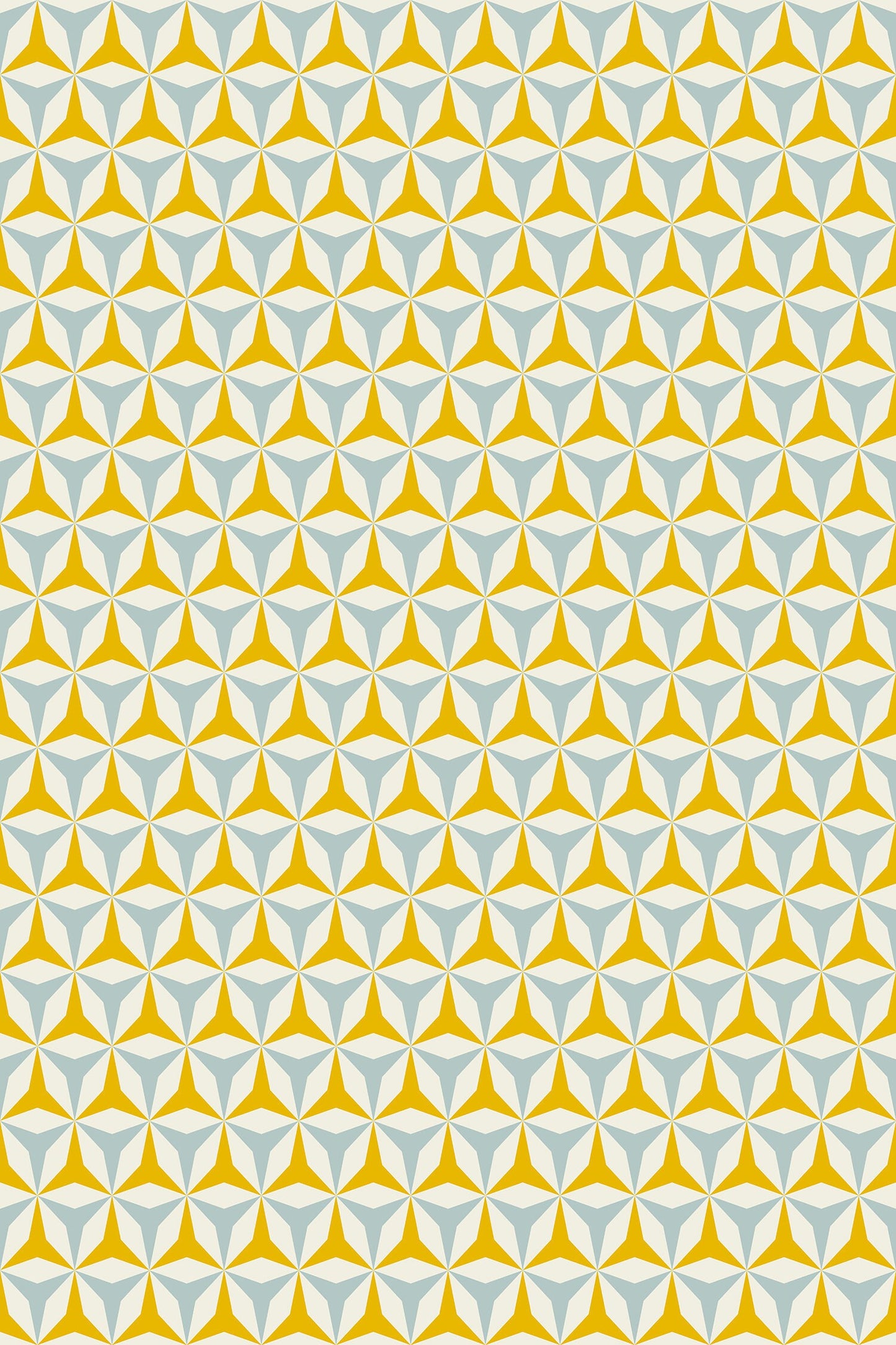 Origami in Yellow & Blue Indoor/Outdoor Floor Covering - Mid-Century Geometric - 2-Ply Vinyl with Non-Slip Latex Backing