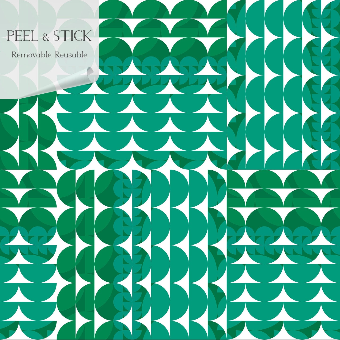 Coordinates Green Peel and Stick Wallpaper Panel - Modern Geometric Green - Water-Resistant Embossed Vinyl Canvas