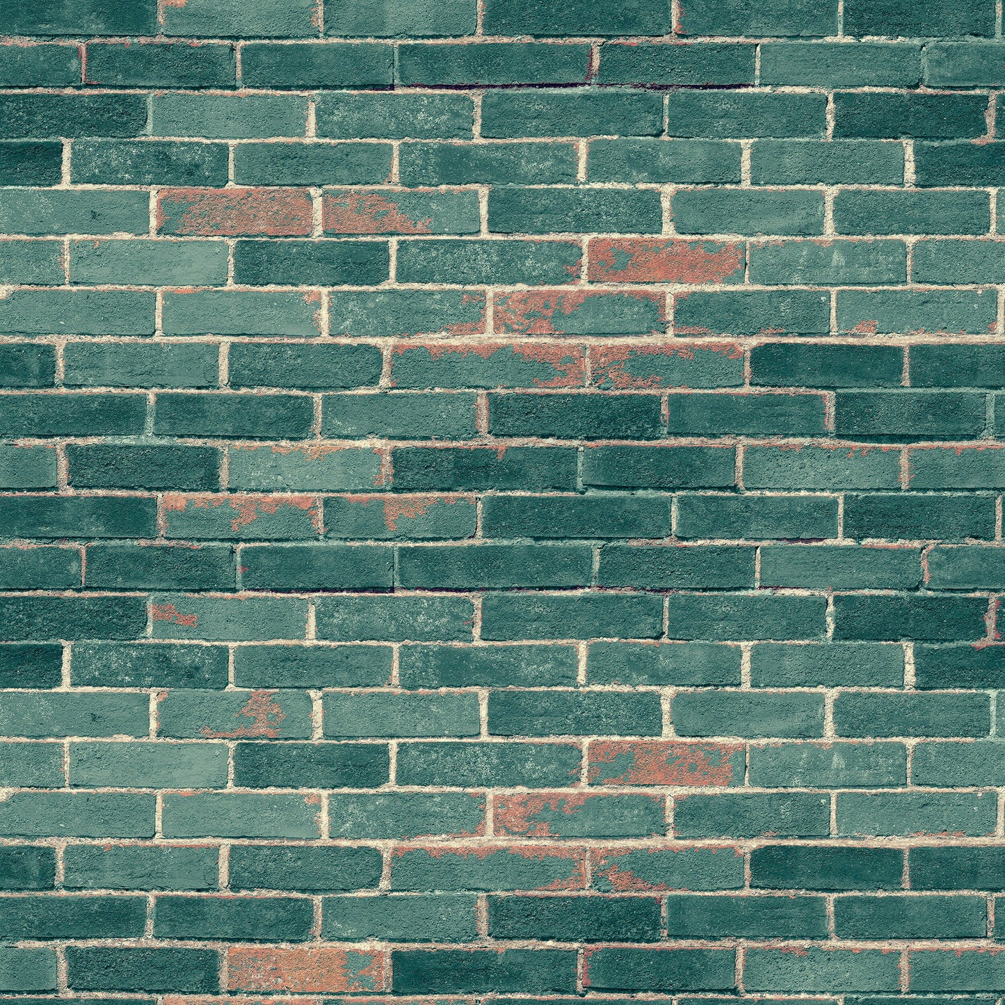 Brick Green Industrial Peel and Stick Wallpaper - Green Faux Brick - Water-Resistant Embossed Vinyl Canvas