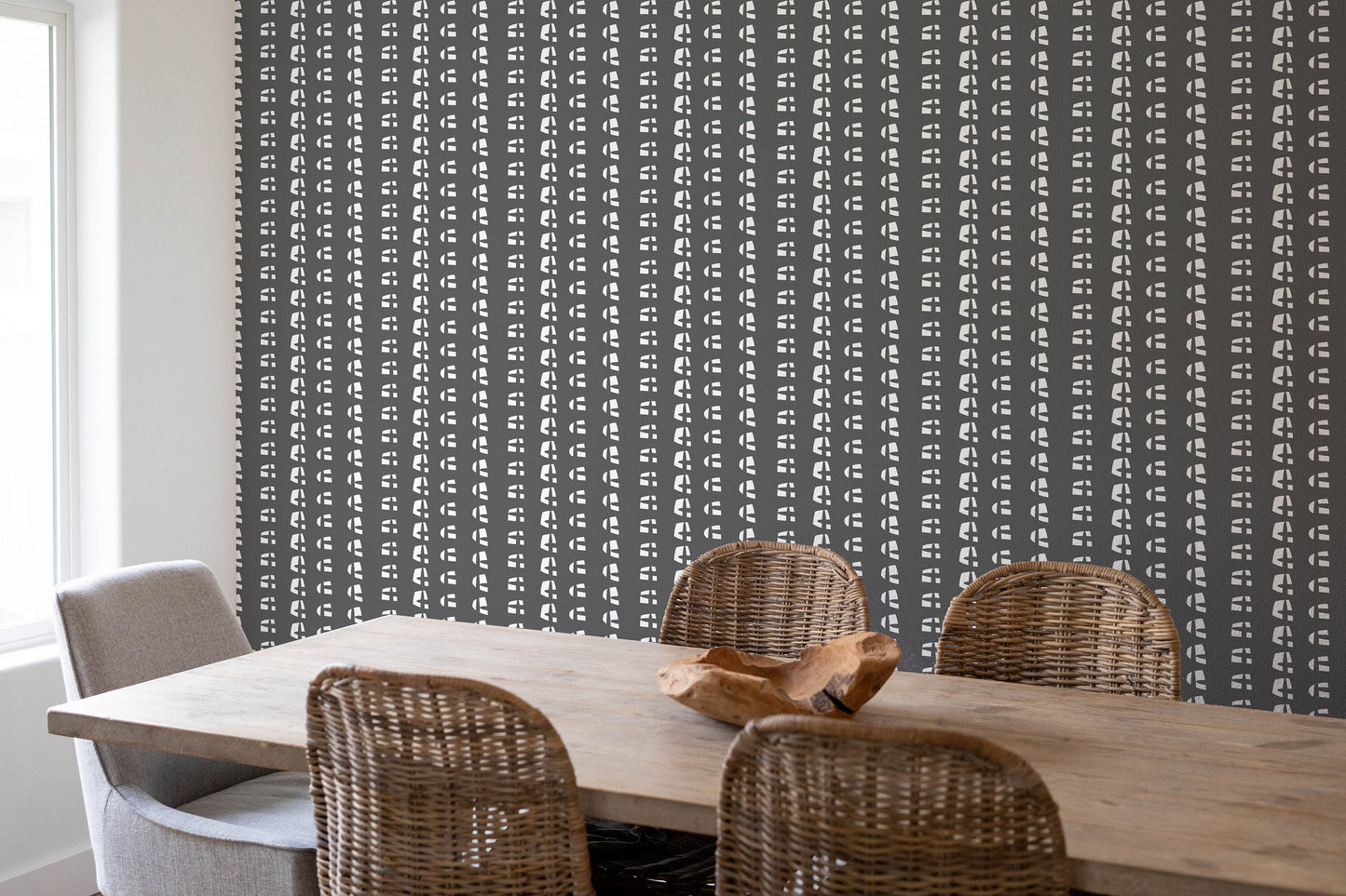 Fortune Cookie Vinyl Canvas Wallpaper - Farmhouse Grey Geometric Wallpaper - Removable Reusable Peel & Stick Wallpaper Panel