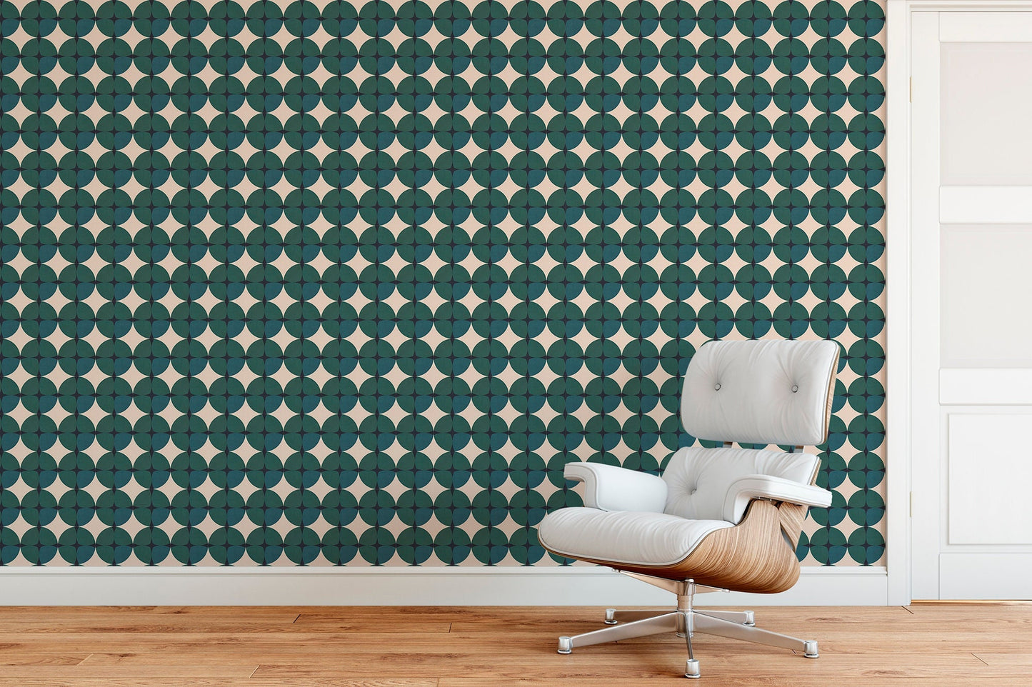 Gemstone Emerald Vinyl Canvas Wallpaper - Mid-Century Green Geometric - Removable Reusable Peel & Stick Wallpaper Panel