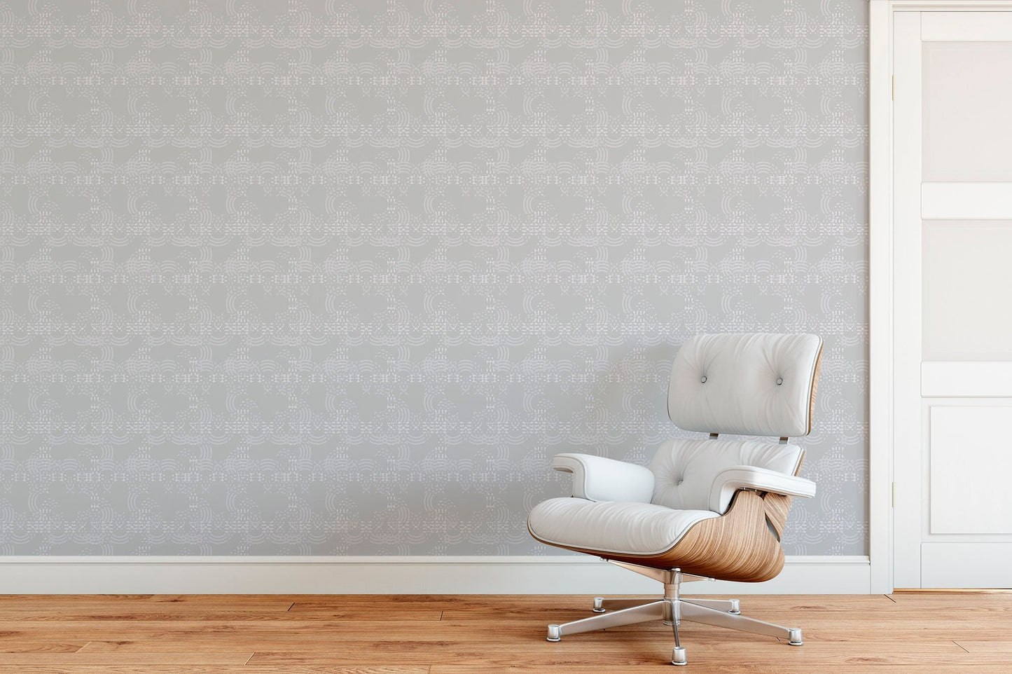 Jacquard Country/Farmhouse Peel and Stick Wallpaper - Gray, White Abstract - Water-Resistant Embossed Vinyl Canvas