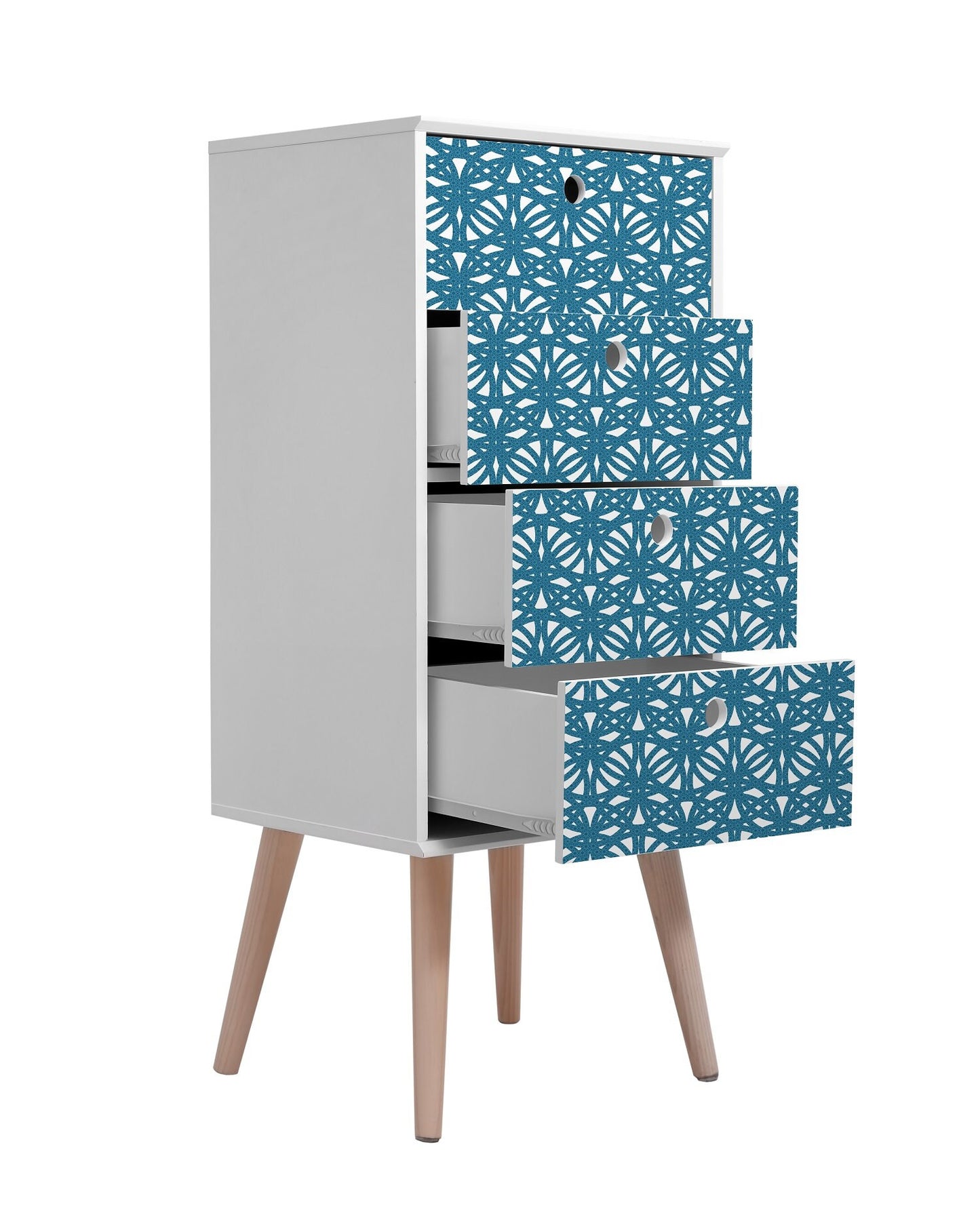 Morocco Blue Vinyl Canvas Wallpaper - Modern Lattice Kids Room Blue - Removable Water-Resistant Peel & Stick Wallpaper Panel