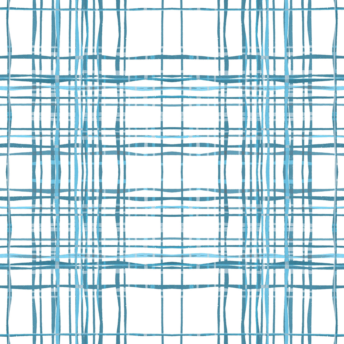 Organic Plaid Blue Vinyl Canvas Wallpaper - Modern Farmhouse Plaid - Removable Water-Resistant Peel & Stick Wallpaper Panel