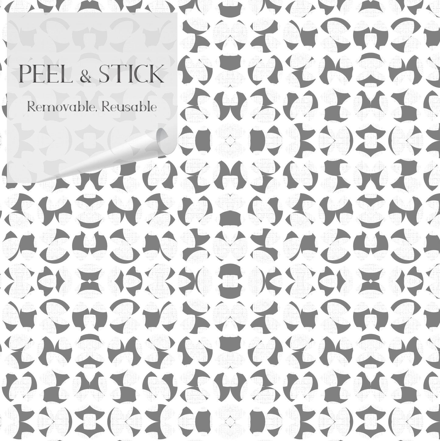 Seashells Modern Farmhouse Peel and Stick Wallpaper - Gray Floral Geometric - Water-Resistant Embossed Vinyl Canvas