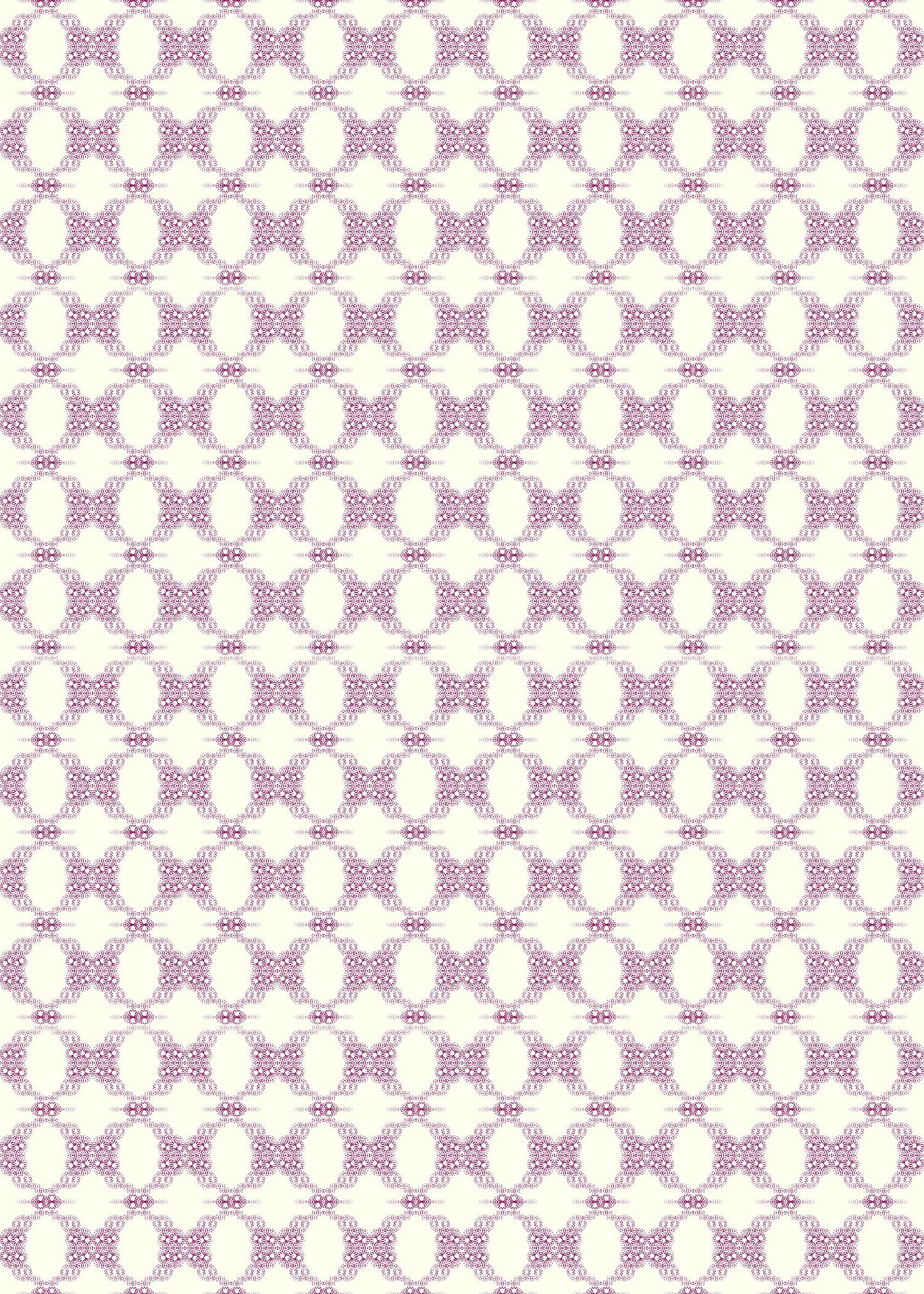 French Cottage Versatile Vinyl Indoor/Outdoor Washable Rug - Country Geometric in Purple, Ivory - Vinyl with Non-Slip Latex Backing