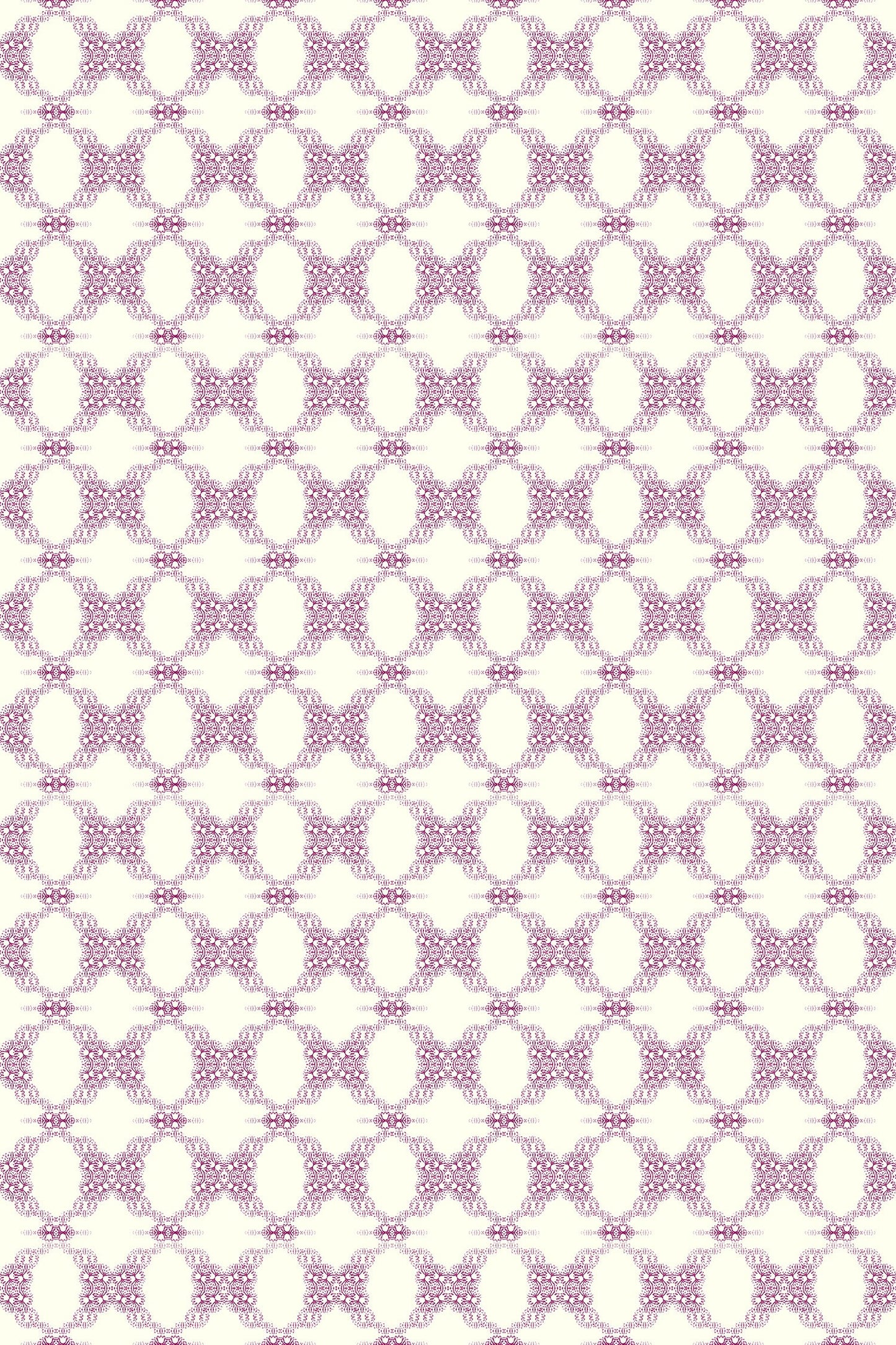 French Cottage Versatile Vinyl Indoor/Outdoor Washable Rug - Country Geometric in Purple, Ivory - Vinyl with Non-Slip Latex Backing