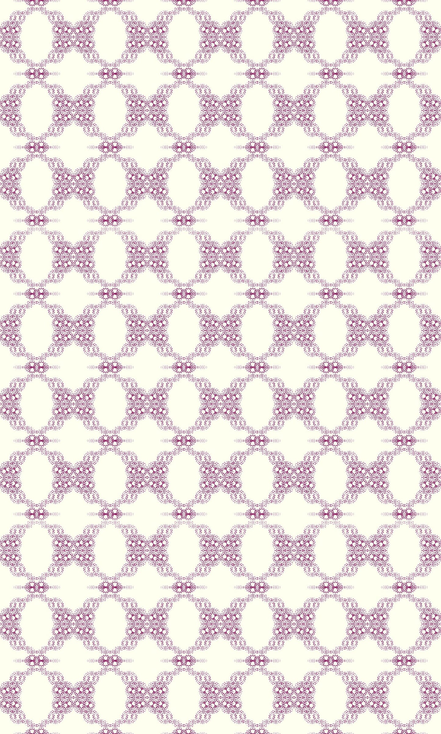 French Cottage Versatile Vinyl Indoor/Outdoor Washable Rug - Country Geometric in Purple, Ivory - Vinyl with Non-Slip Latex Backing