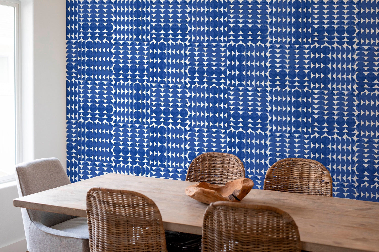 Coordinates Royal Blue Peel and Stick Wallpaper - Mid-Century Geometric - Water-Resistant Embossed Vinyl Canvas