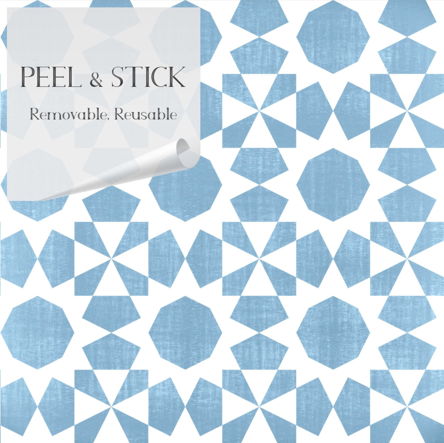 Casper Modern Farmhouse Peel and Stick Wallpaper - Blue Medallion - Water-Resistant Embossed Vinyl Canvas