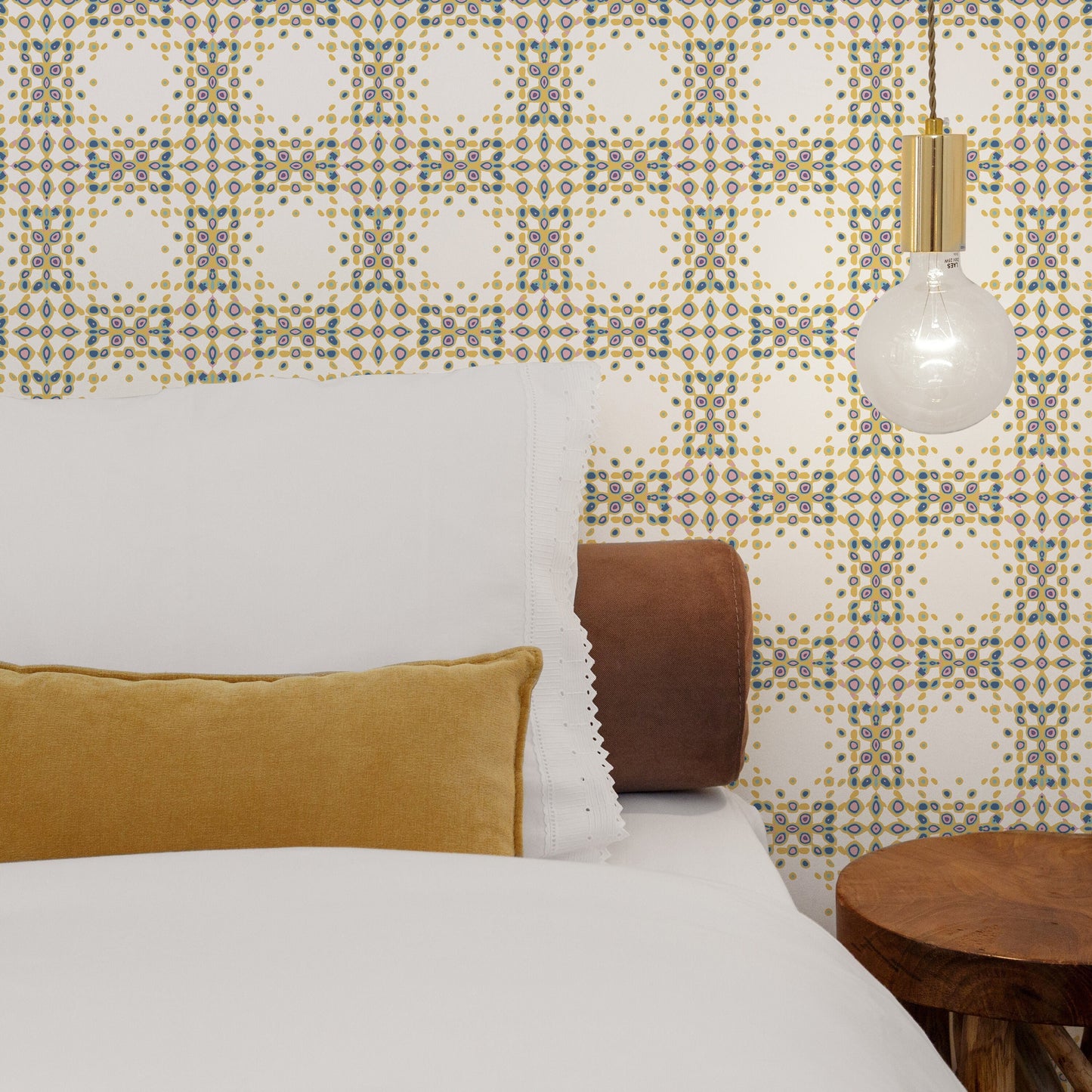 Modern Mosaic Mid-Century Peel and Stick Wallpaper - Multi-Color Boho Mosaic - Water-Resistant Embossed Vinyl Canvas