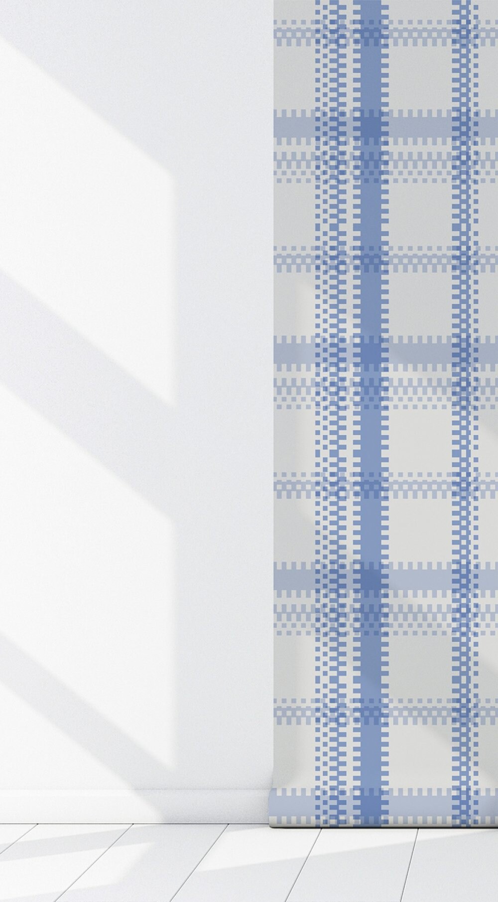 Zippers Modern Farmhouse Peel and Stick Wallpaper - Blue Modern Plaid - Water-Resistant Embossed Vinyl Canvas