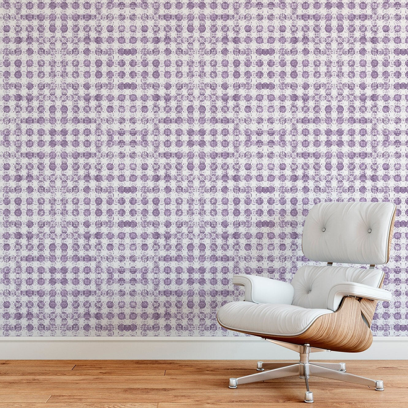 Amelia French Country Peel and Stick Wallpaper - Purple Polka Dots - Water-Resistant Embossed Vinyl Canvas