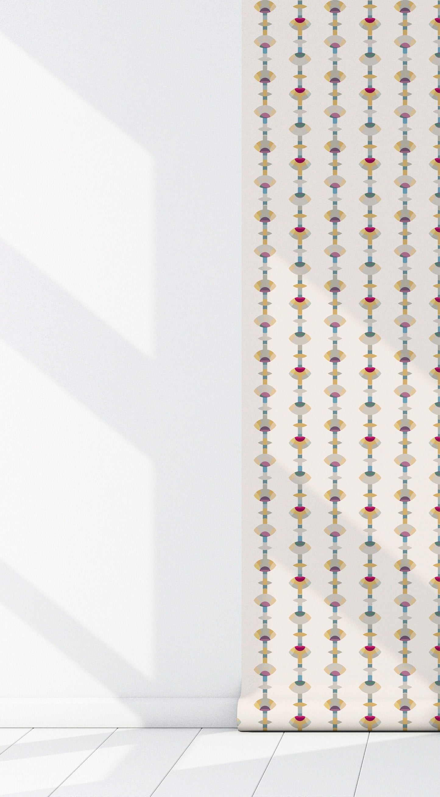 Needle Drop Mid-Century Peel and Stick Wallpaper - Multi-Color Striped - Water-Resistant Embossed Vinyl Canvas