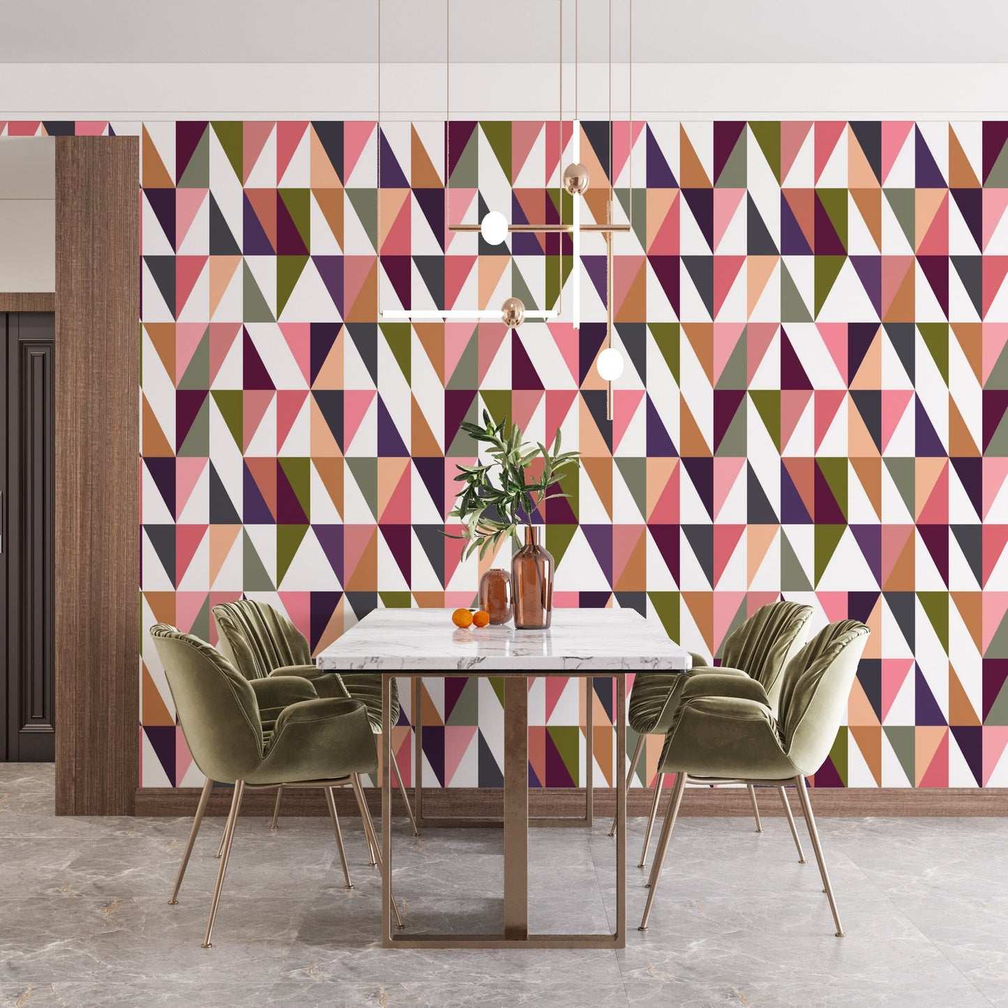 Tapas Mid-Century Peel and Stick Wallpaper - Multi-Color Geometric - Water-Resistant Embossed Vinyl Canvas