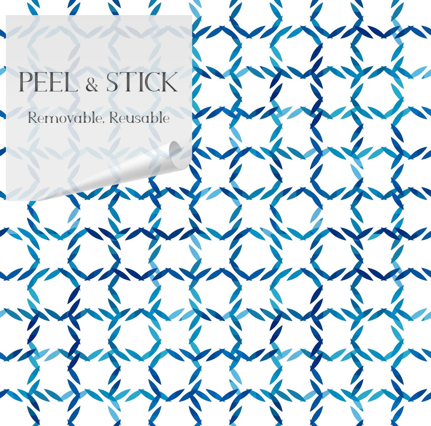 Coastal Plaid Peel and Stick Wallpaper - Blue Modern Plaid - Water-Resistant Embossed Vinyl Canvas