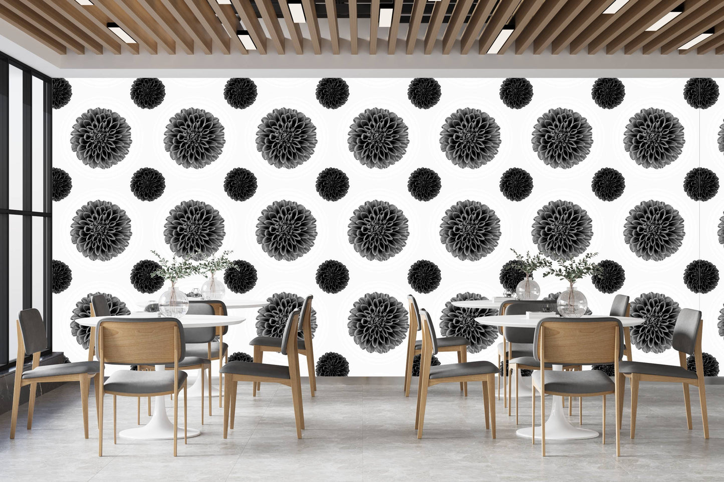 Blossom Noir Modern Farmhouse Peel and Stick Wallpaper - Black Floral - Water-Resistant Embossed Vinyl Canvas