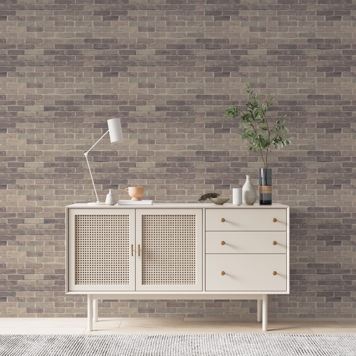 Brick Gray Industrial Peel and Stick Wallpaper - Water-Resistant Embossed Vinyl Canvas