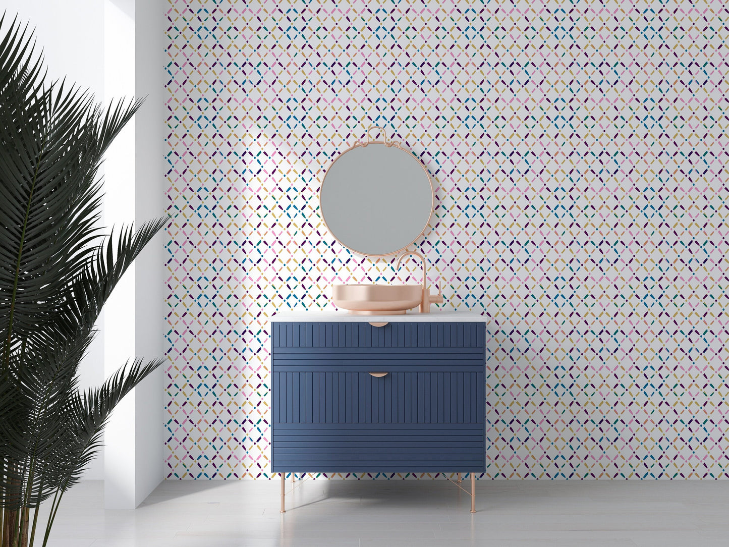 Pigtails Modern/Boho Peel and Stick Wallpaper - Muilti-Color Geometric - Water-Resistant Embossed Vinyl Canvas