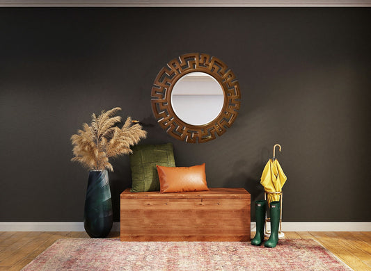 Athena Round Openwork Frame Accent Wall Mirror