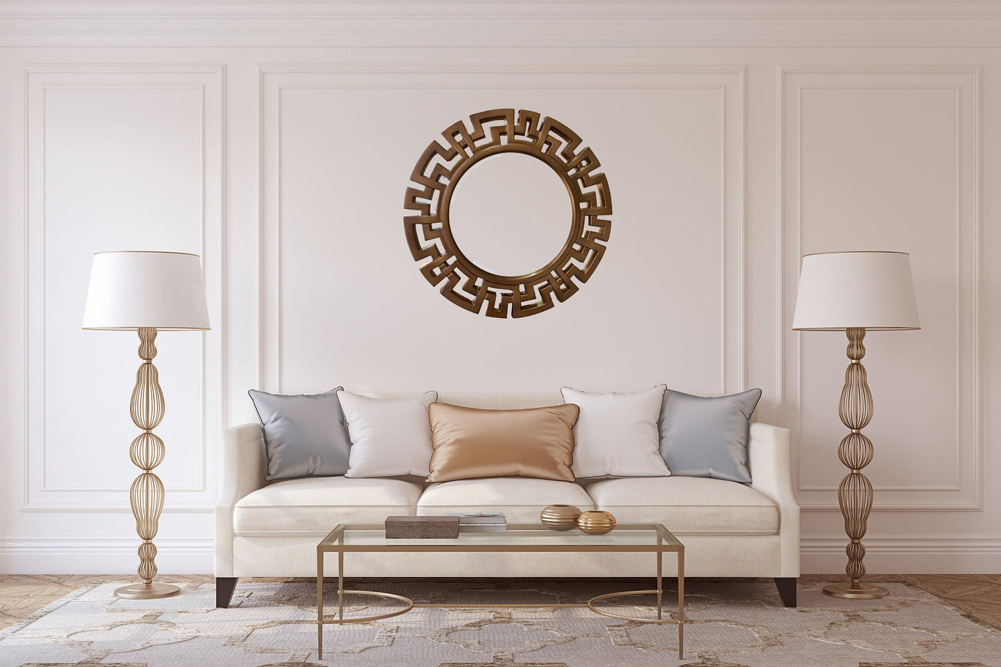 Athena Round Openwork Frame Accent Wall Mirror