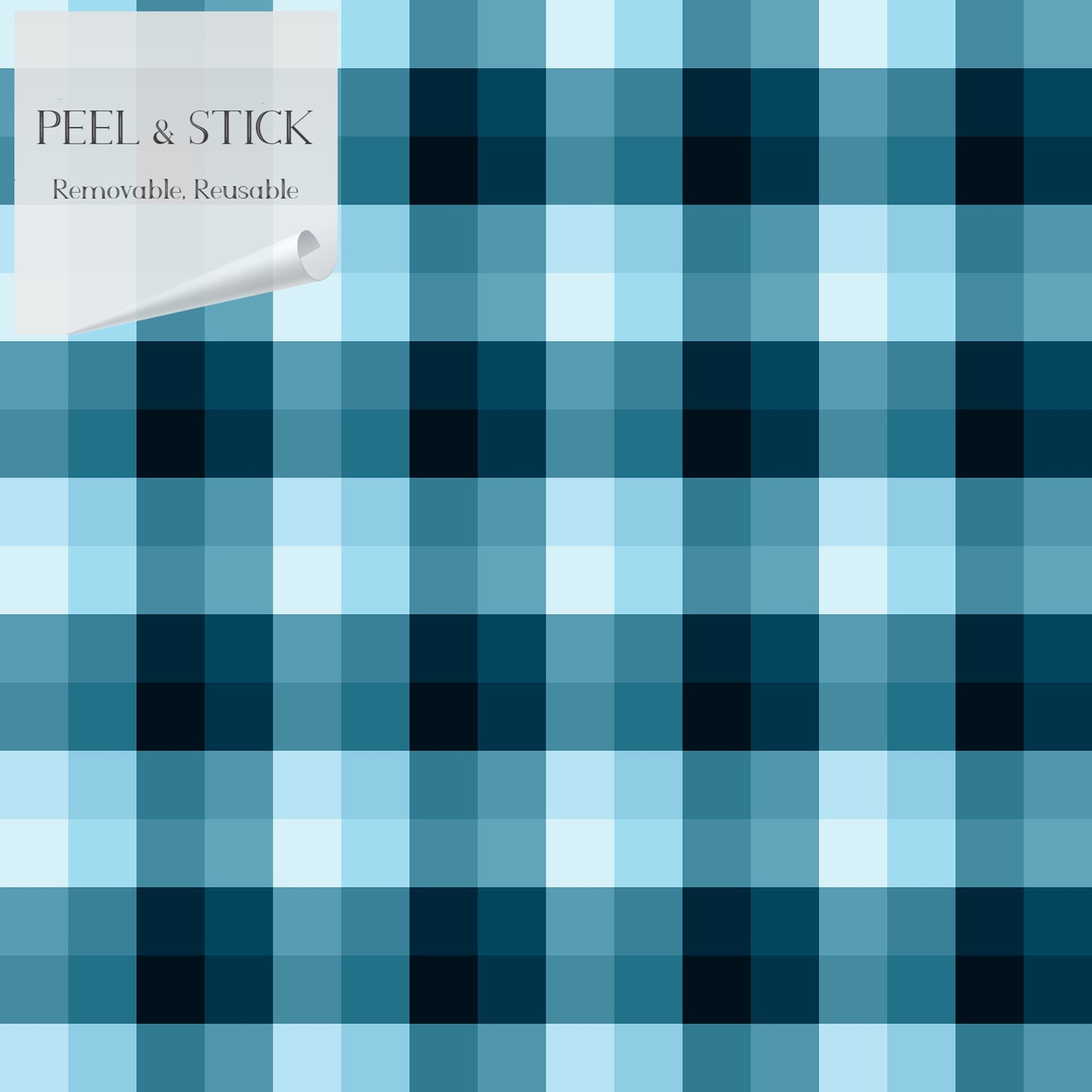 Buffalo Blue Modern Peel and Stick Wallpaper - Blue Plaid - Water-Resistant Embossed Vinyl Canvas