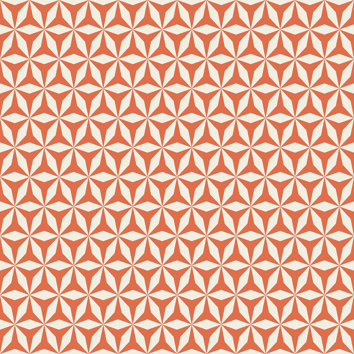 Origami 3D Mid-Century Peel and Stick Wallpaper - Terracotta Orange & White Geometric - Water-Resistant Embossed Vinyl Canvas