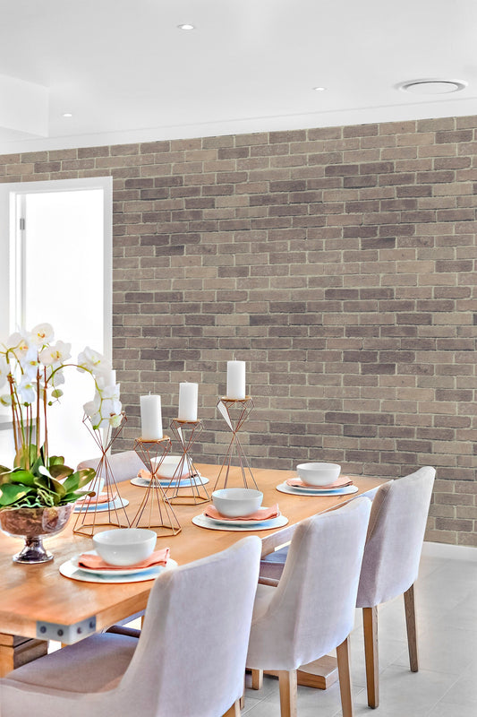 Brick Gray Industrial Peel and Stick Wallpaper - Water-Resistant Embossed Vinyl Canvas