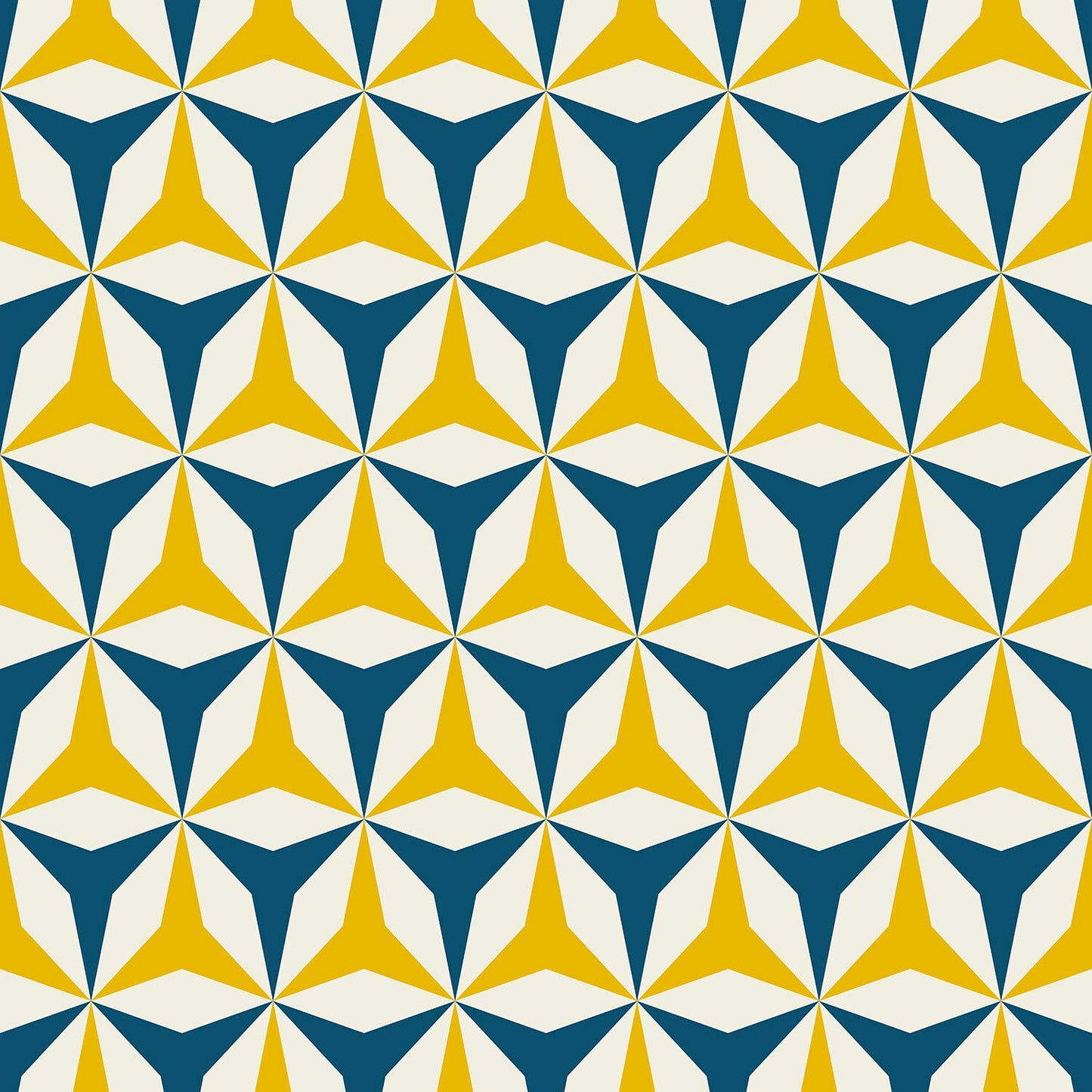 Origami Navy Blue & Yellow Mid Century Peel and Stick Wallpaper-Water-Resistant Embossed Vinyl Canvas