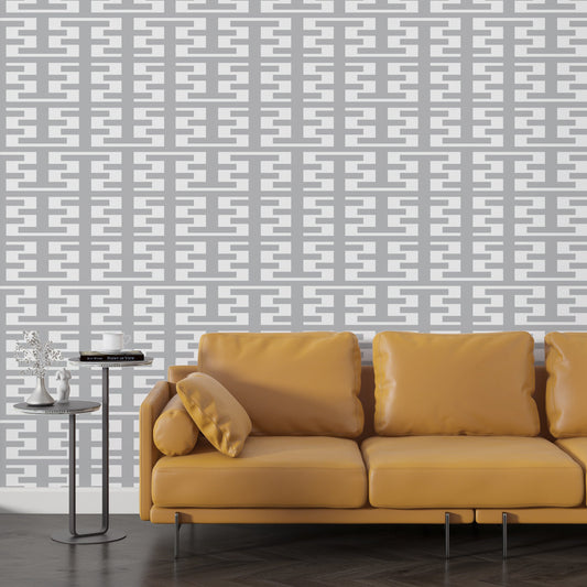 Retro Tower Gray Peel & Stick Wallpaper-Vinyl Embossed Canvas Texture